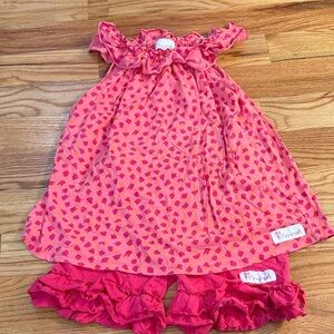 Pink Ruffle Top with Matching Shorts